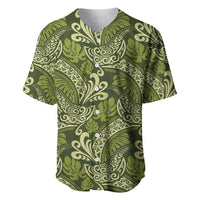 Olive Green Monstera Baseball Jersey Polynesian Tribal Pattern LT01 Green - Polynesian Pride