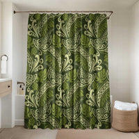 Olive Green Monstera Bathroom Set Polynesian Tribal Pattern - Polynesian Pride