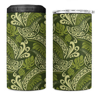 Olive Green Monstera 4 in 1 Can Cooler Tumbler Polynesian Tribal Pattern LT01 One Size: 16 oz Green - Polynesian Pride