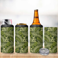 Olive Green Monstera 4 in 1 Can Cooler Tumbler Polynesian Tribal Pattern LT01 - Polynesian Pride