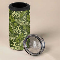 Olive Green Monstera 4 in 1 Can Cooler Tumbler Polynesian Tribal Pattern LT01 - Polynesian Pride
