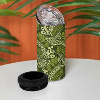 Olive Green Monstera 4 in 1 Can Cooler Tumbler Polynesian Tribal Pattern LT01 - Polynesian Pride