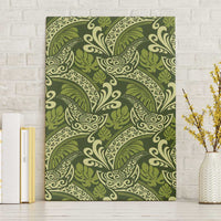 Olive Green Monstera Canvas Wall Art Polynesian Tribal Pattern LT01 Without Frame Green - Polynesian Pride