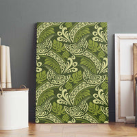 Olive Green Monstera Canvas Wall Art Polynesian Tribal Pattern LT01 - Polynesian Pride