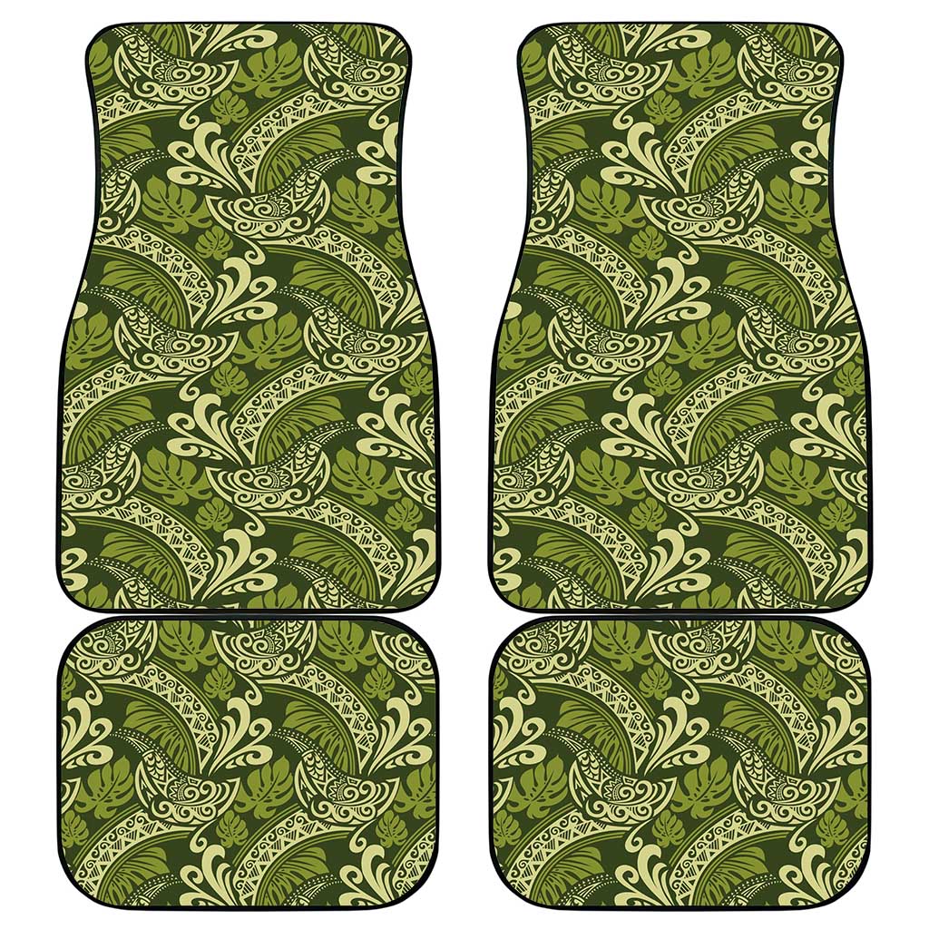 Olive Green Monstera Car Mats Polynesian Tribal Pattern LT01 - Polynesian Pride
