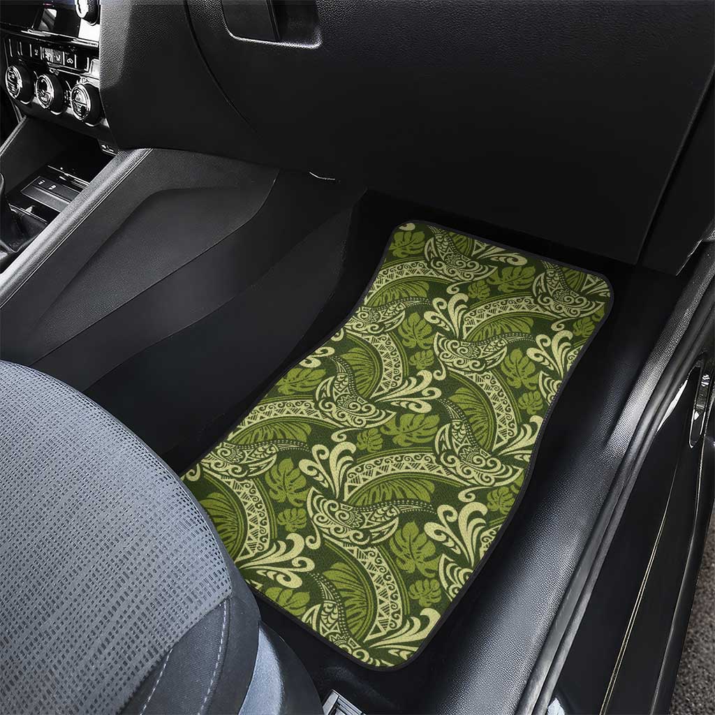 Olive Green Monstera Car Mats Polynesian Tribal Pattern LT01 - Polynesian Pride