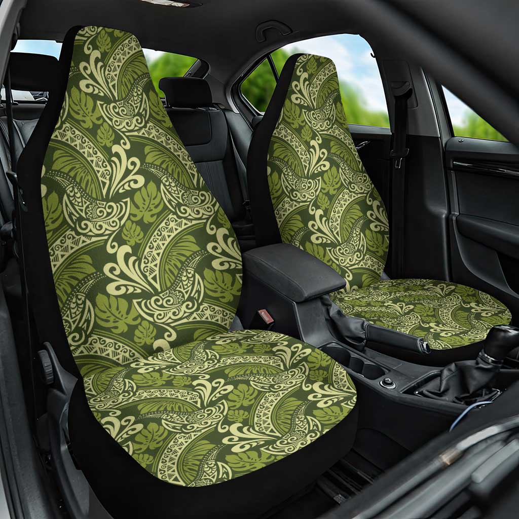 Olive Green Monstera Car Seat Cover Polynesian Tribal Pattern LT01 One Size Green - Polynesian Pride