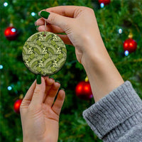 Olive Green Monstera Ceramic Ornament Polynesian Tribal Pattern LT01 - Polynesian Pride