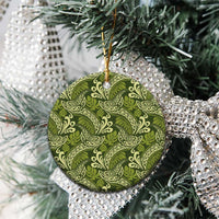 Olive Green Monstera Ceramic Ornament Polynesian Tribal Pattern LT01 - Polynesian Pride