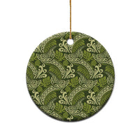 Olive Green Monstera Ceramic Ornament Polynesian Tribal Pattern LT01 - Polynesian Pride