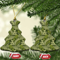 Olive Green Monstera Ceramic Ornament Polynesian Tribal Pattern LT01 Christmas Tree Green - Polynesian Pride