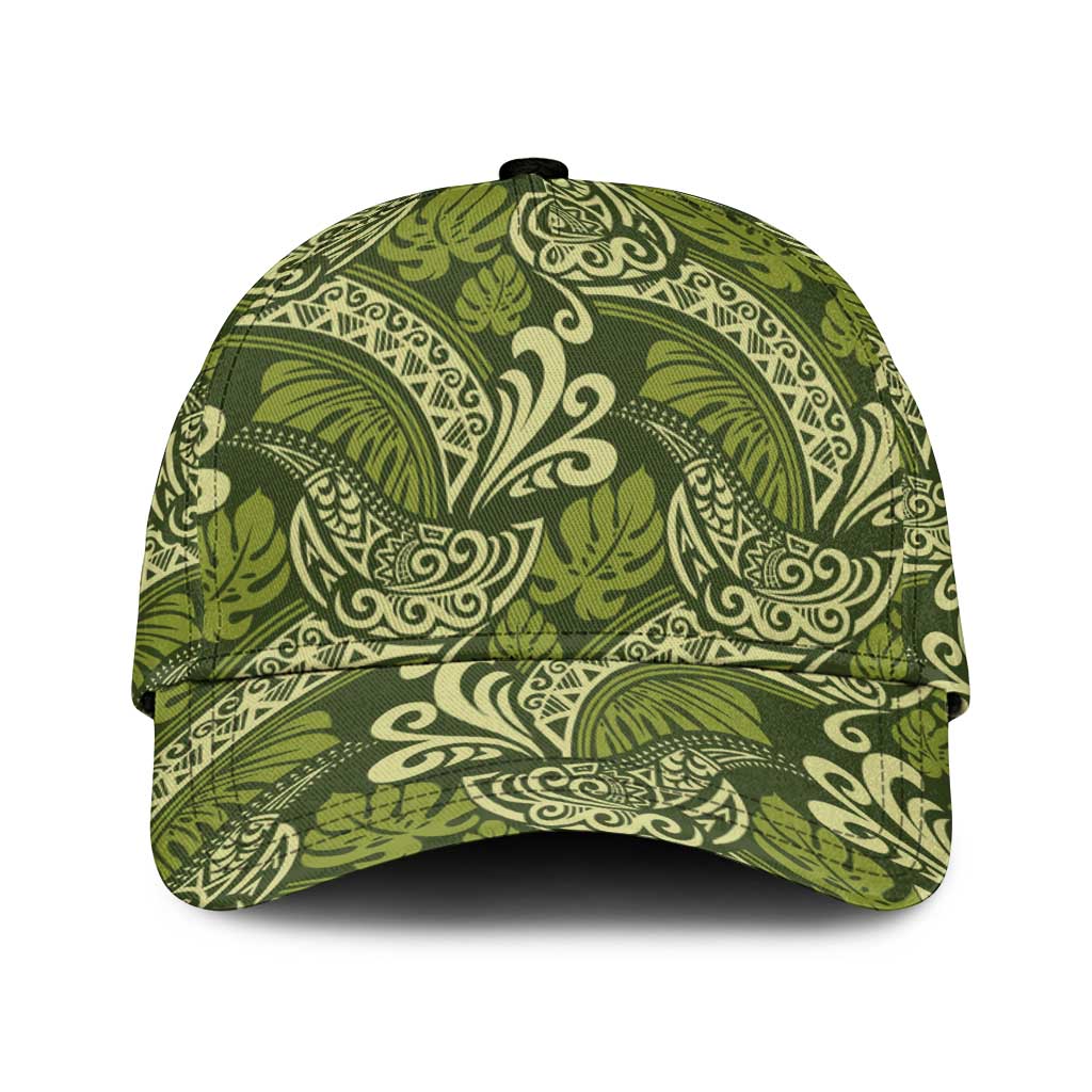 Olive Green Monstera Classic Cap Polynesian Tribal Pattern LT01 Universal Fit Green - Polynesian Pride