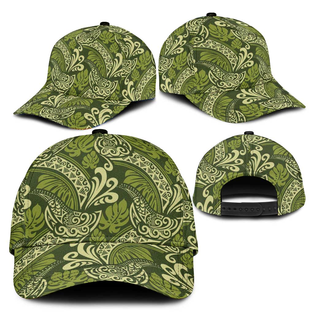 Olive Green Monstera Classic Cap Polynesian Tribal Pattern LT01 - Polynesian Pride