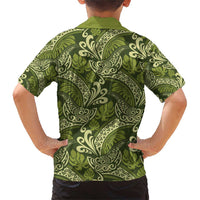 Olive Green Monstera Family Matching Short Sleeve Bodycon Dress and Hawaiian Shirt Polynesian Tribal Pattern - Polynesian Pride