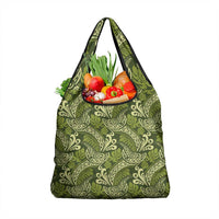 Olive Green Monstera Grocery Bag Polynesian Tribal Pattern - Polynesian Pride