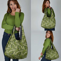 Olive Green Monstera Grocery Bag Polynesian Tribal Pattern - Polynesian Pride