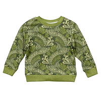 Olive Green Monstera Kid Ugly Christmas Sweater Polynesian Tribal Pattern LT01 Kid Green - Polynesian Pride