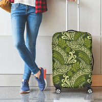 Olive Green Monstera Luggage Cover Polynesian Tribal Pattern - Polynesian Pride