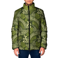 Olive Green Monstera Padded Jacket Polynesian Tribal Pattern LT01 Men Green - Polynesian Pride