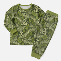 Olive Green Monstera Christmas Pajama Set Polynesian Tribal Pattern LT01 Men Green - Polynesian Pride