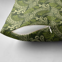 Olive Green Monstera Pillow Cover Polynesian Tribal Pattern - Polynesian Pride