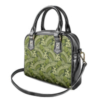 Olive Green Monstera Shoulder Handbag Polynesian Tribal Pattern - Polynesian Pride
