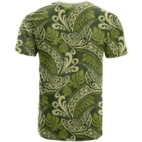 Olive Green Monstera T Shirt Polynesian Tribal Pattern LT01 - Polynesian Pride