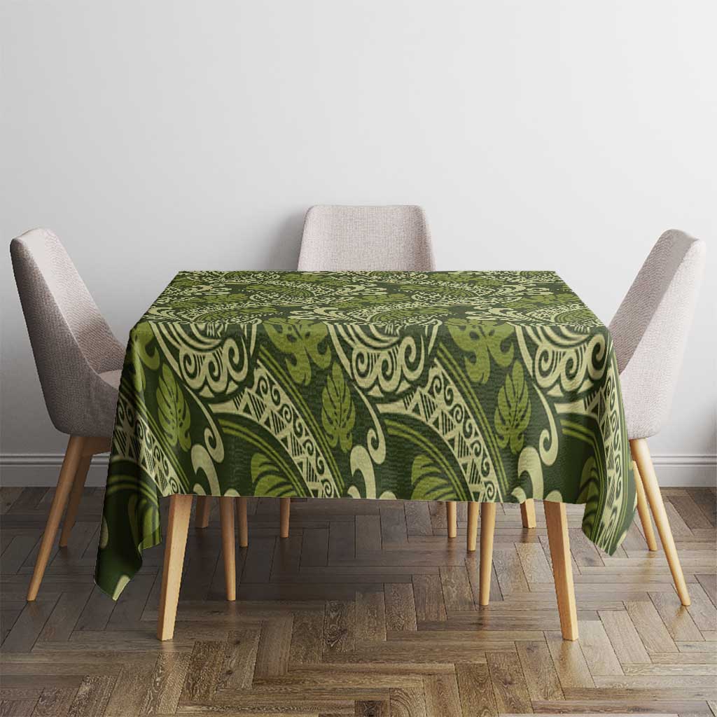 Olive Green Monstera Tablecloth Polynesian Tribal Pattern LT01 - Polynesian Pride