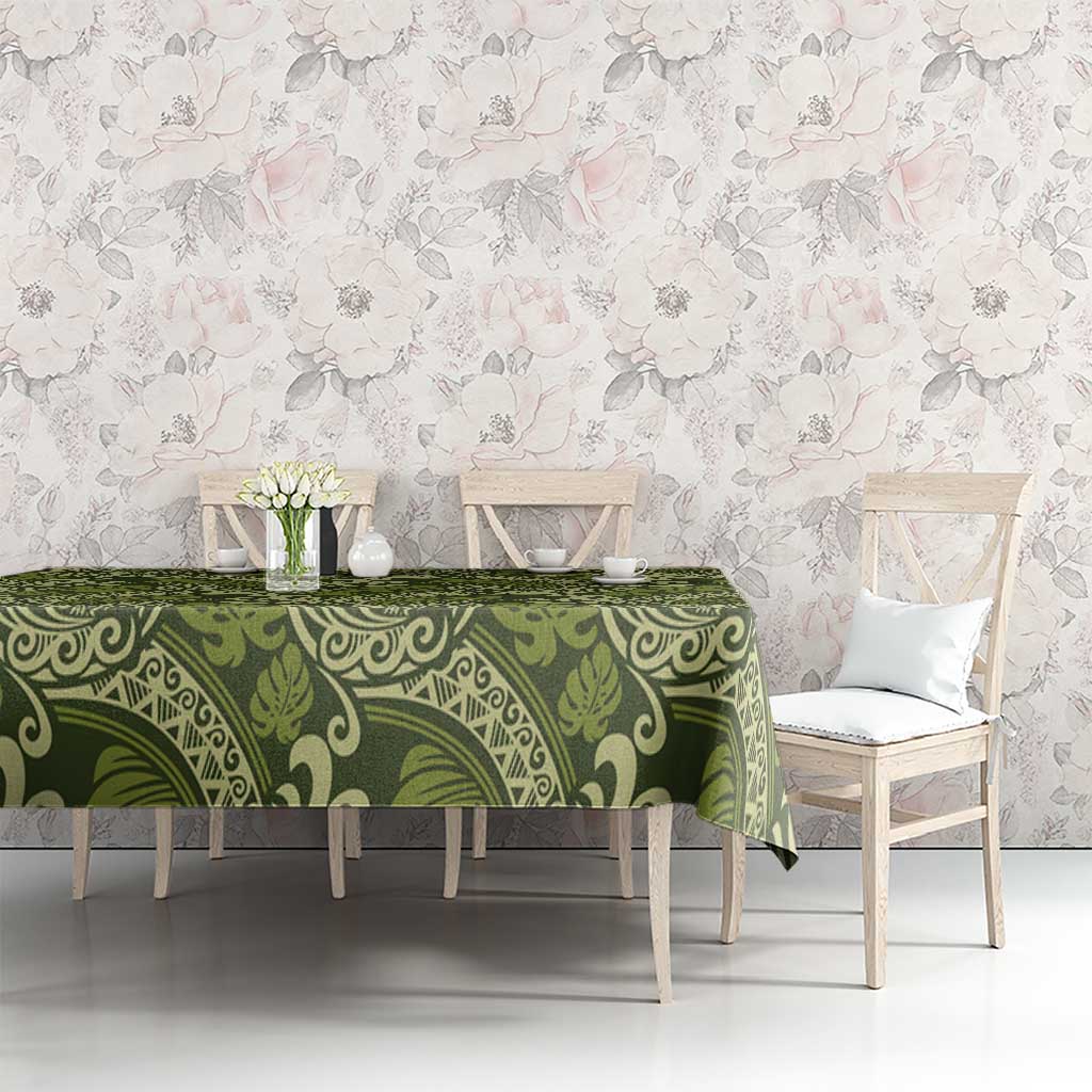 Olive Green Monstera Tablecloth Polynesian Tribal Pattern LT01 - Polynesian Pride