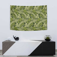 Olive Green Monstera Tapestry Polynesian Tribal Pattern - Polynesian Pride