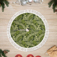 Olive Green Monstera Tree Skirt Polynesian Tribal Pattern LT01 Fringed Green - Polynesian Pride