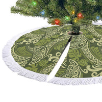 Olive Green Monstera Tree Skirt Polynesian Tribal Pattern LT01 - Polynesian Pride