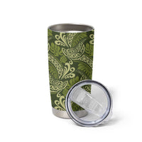 Olive Green Monstera Tumbler Cup Polynesian Tribal Pattern LT01 - Polynesian Pride