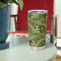Olive Green Monstera Tumbler Cup Polynesian Tribal Pattern LT01 - Polynesian Pride