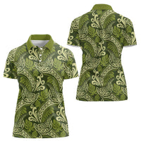 Olive Green Monstera Women Polo Shirt Polynesian Tribal Pattern LT01 - Polynesian Pride