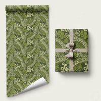 Olive Green Monstera Wrapping Paper Polynesian Tribal Pattern LT01 58" × 23" Green - Polynesian Pride