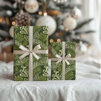 Olive Green Monstera Wrapping Paper Polynesian Tribal Pattern LT01 - Polynesian Pride