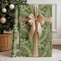 Olive Green Monstera Wrapping Paper Polynesian Tribal Pattern LT01 - Polynesian Pride