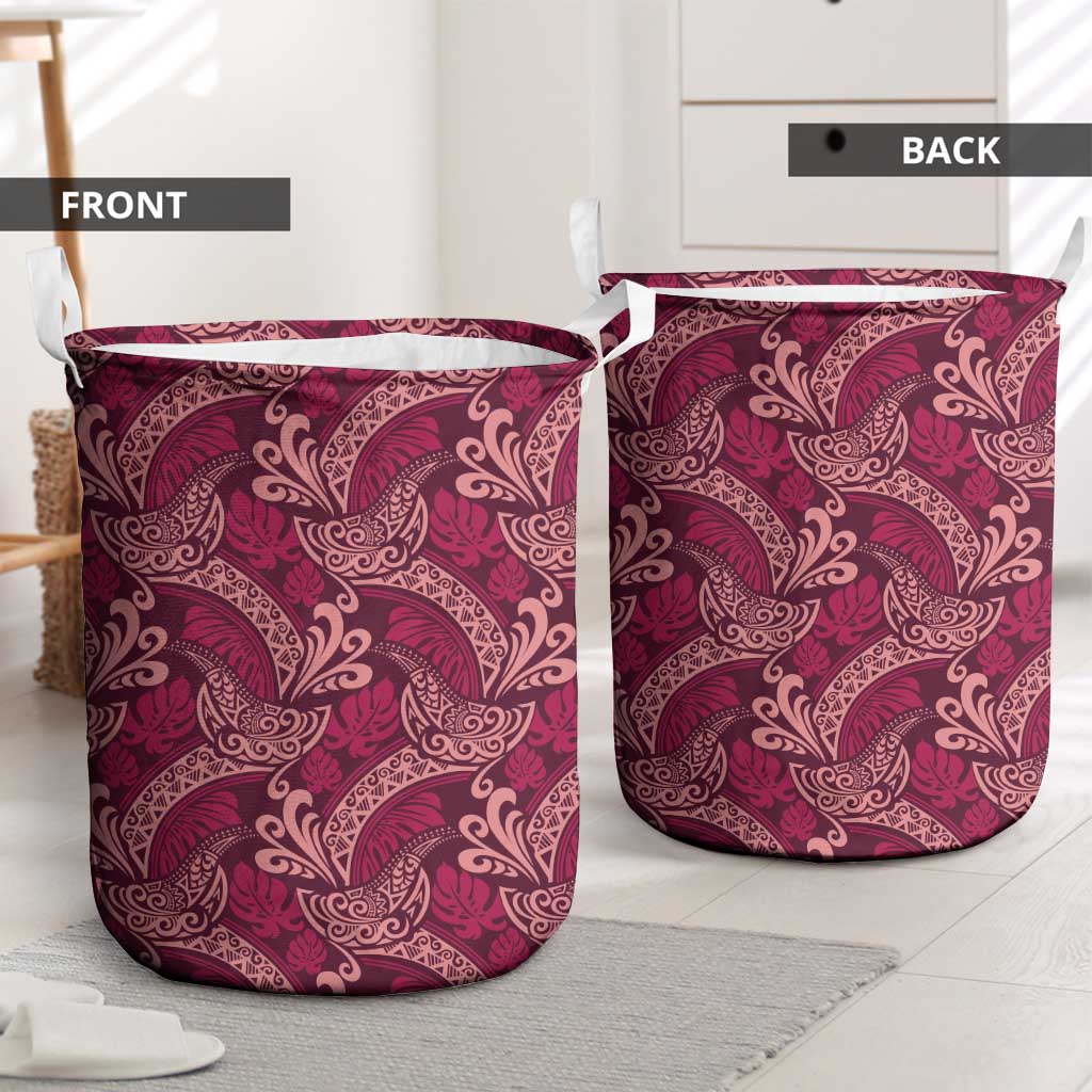 Sweet Pink Monstera Laundry Basket Polynesian Tribal Pattern LT01 - Polynesian Pride