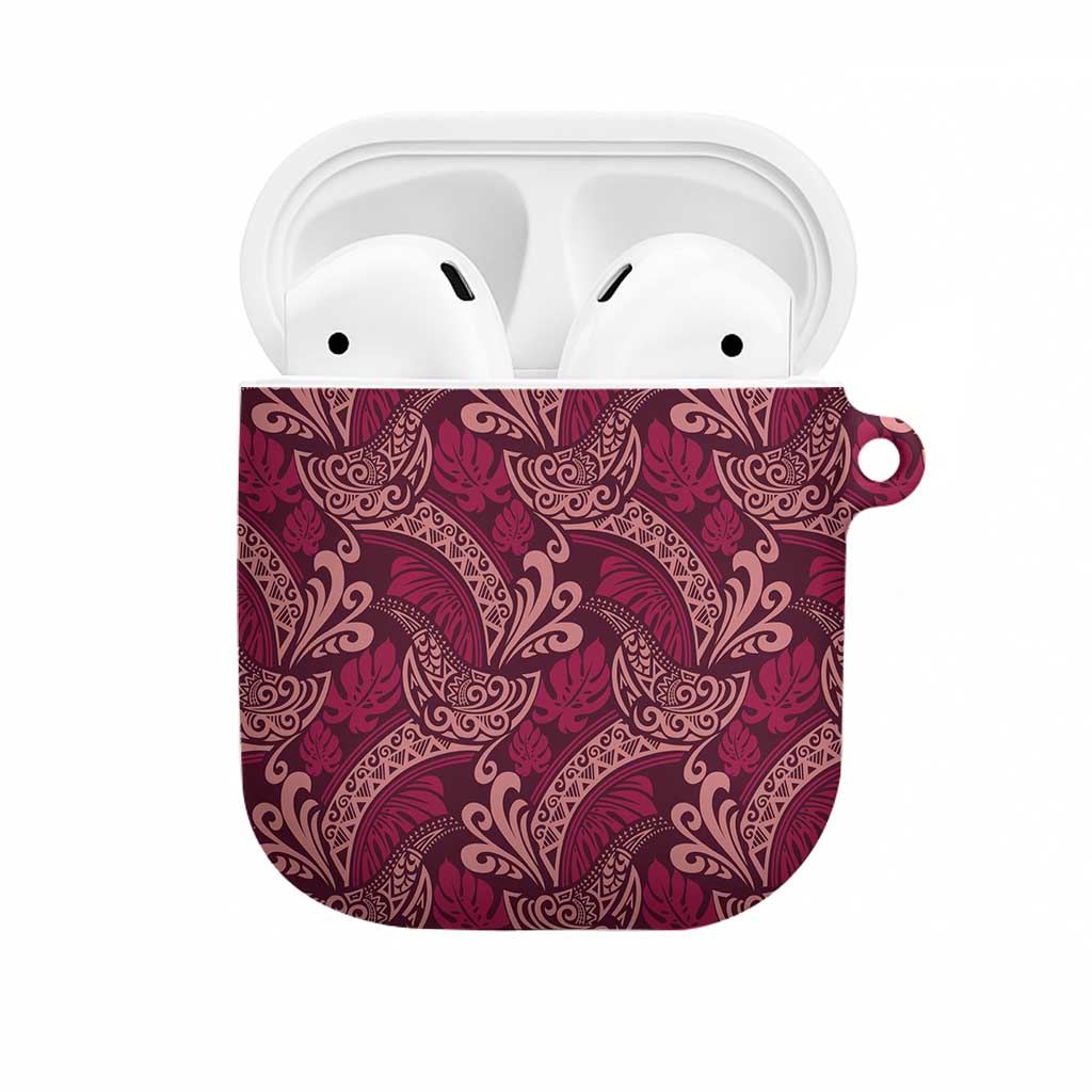 Sweet Pink Monstera AirPods Case Polynesian Tribal Pattern - Polynesian Pride