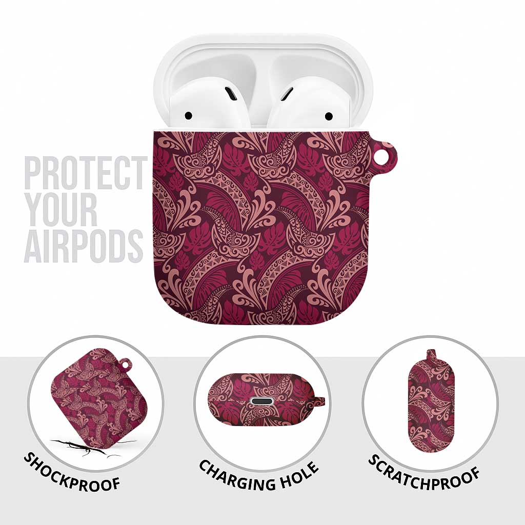 Sweet Pink Monstera AirPods Case Polynesian Tribal Pattern - Polynesian Pride