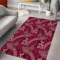 Sweet Pink Monstera Area Rug Polynesian Tribal Pattern - Polynesian Pride