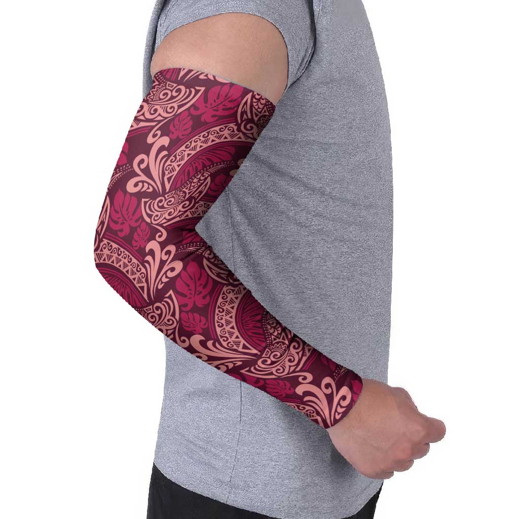 Sweet Pink Monstera Arm Sleeves Polynesian Tribal Pattern LT01 - Polynesian Pride