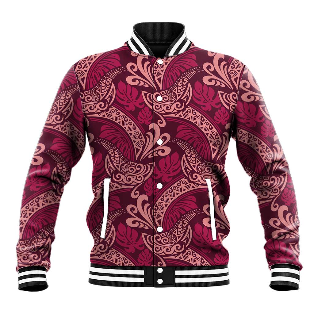 Sweet Pink Monstera Baseball Jacket Polynesian Tribal Pattern LT01 Unisex Pink - Polynesian Pride