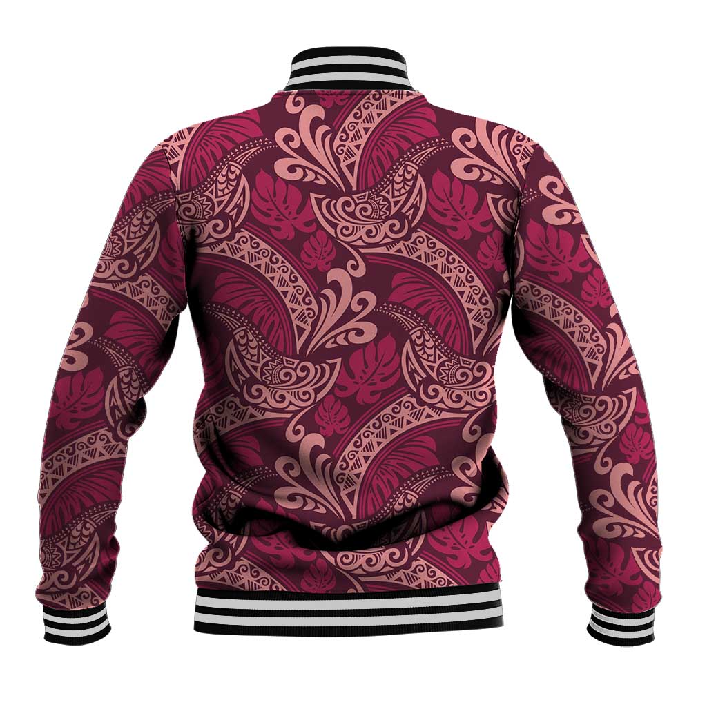 Sweet Pink Monstera Baseball Jacket Polynesian Tribal Pattern LT01 - Polynesian Pride