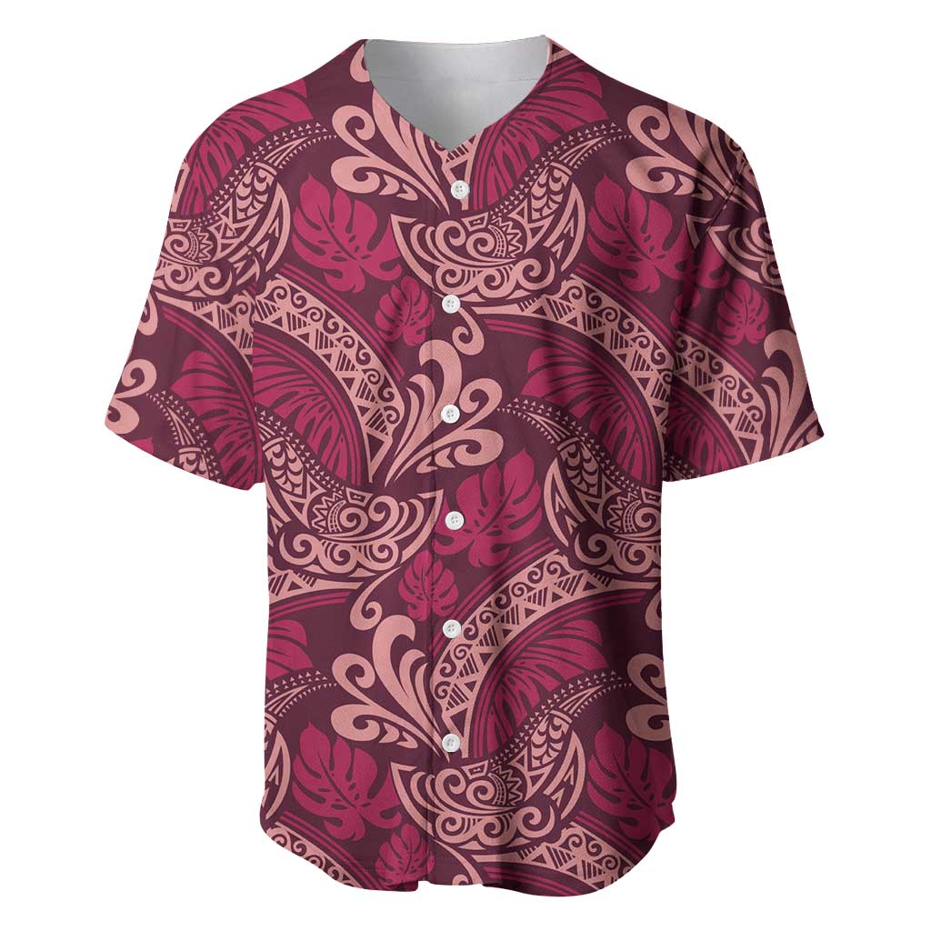 Sweet Pink Monstera Baseball Jersey Polynesian Tribal Pattern LT01 Pink - Polynesian Pride