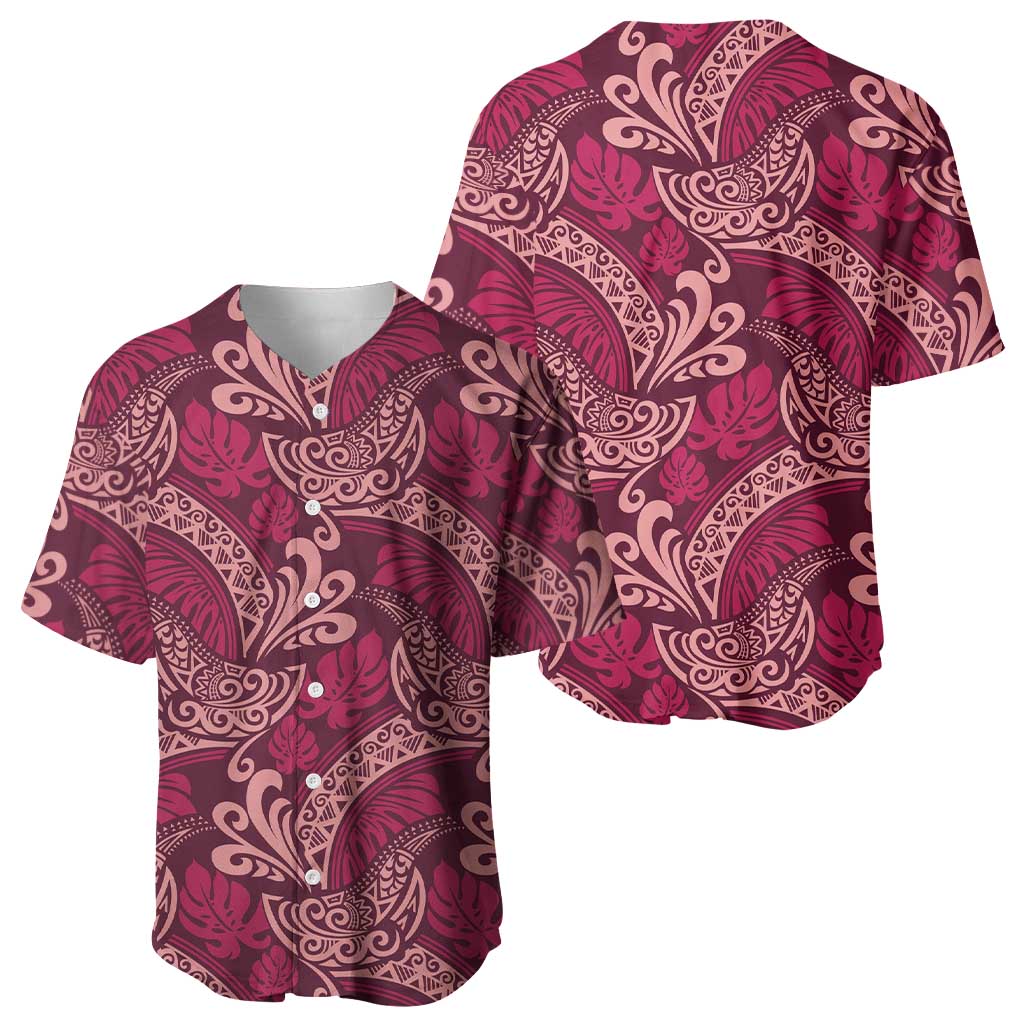 Sweet Pink Monstera Baseball Jersey Polynesian Tribal Pattern LT01 - Polynesian Pride