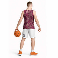 Sweet Pink Monstera Basketball Jersey Polynesian Tribal Pattern - Polynesian Pride