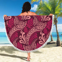 Sweet Pink Monstera Beach Blanket Polynesian Tribal Pattern - Polynesian Pride