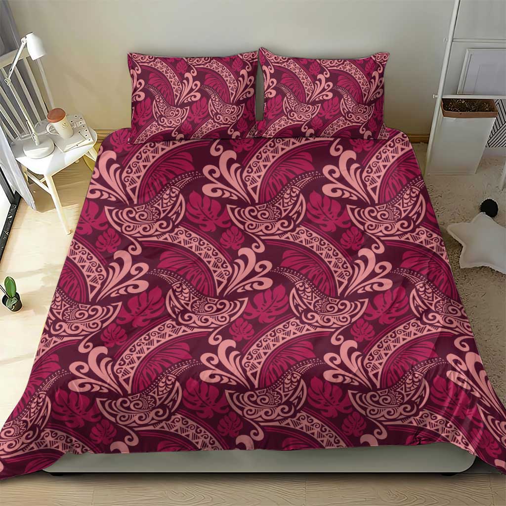 Sweet Pink Monstera Bedding Set Polynesian Tribal Pattern - Polynesian Pride